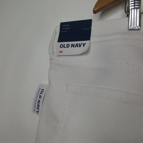 Old Navy Mom Short 20 White‎ Denim Mid-Rise Flat Front Cotton Blend Medium Wash - Picture 3 of 10